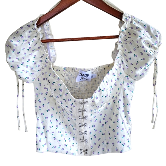 Princess Polly Floral Cropped Corset Top Small 2 - Picture 3 of 12